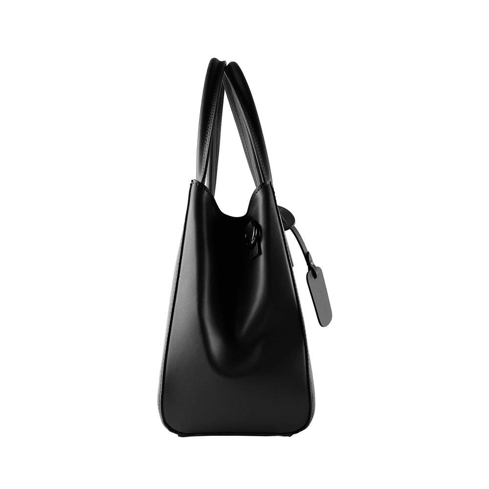 RB1004A | Handbag with removable shoulder strap and attachments with metal snap hooks in Gunmetal - Black color-4