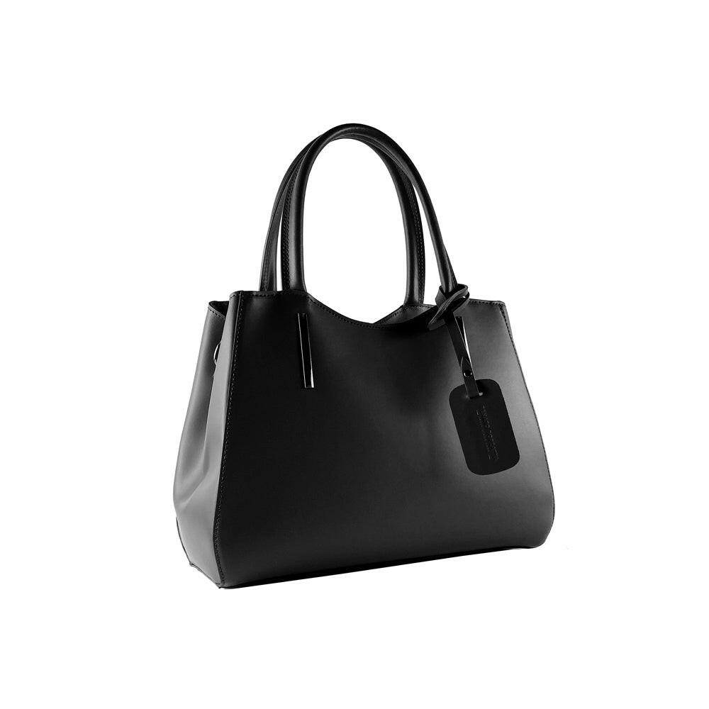 RB1004A | Handbag with removable shoulder strap and attachments with metal snap hooks in Gunmetal - Black color