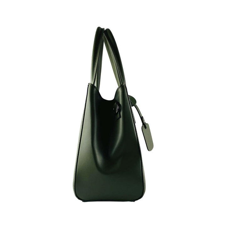 RB1004E | Handbag with removable shoulder strap and attachments with metal snap-hooks in Gunmetal - Green color-4