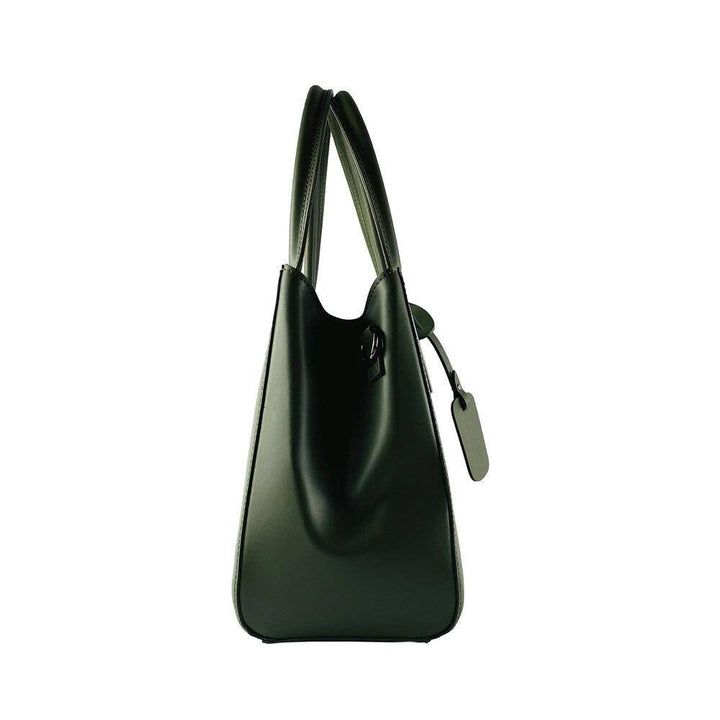 RB1004E | Handbag with removable shoulder strap and attachments with metal snap-hooks in Gunmetal - Green color