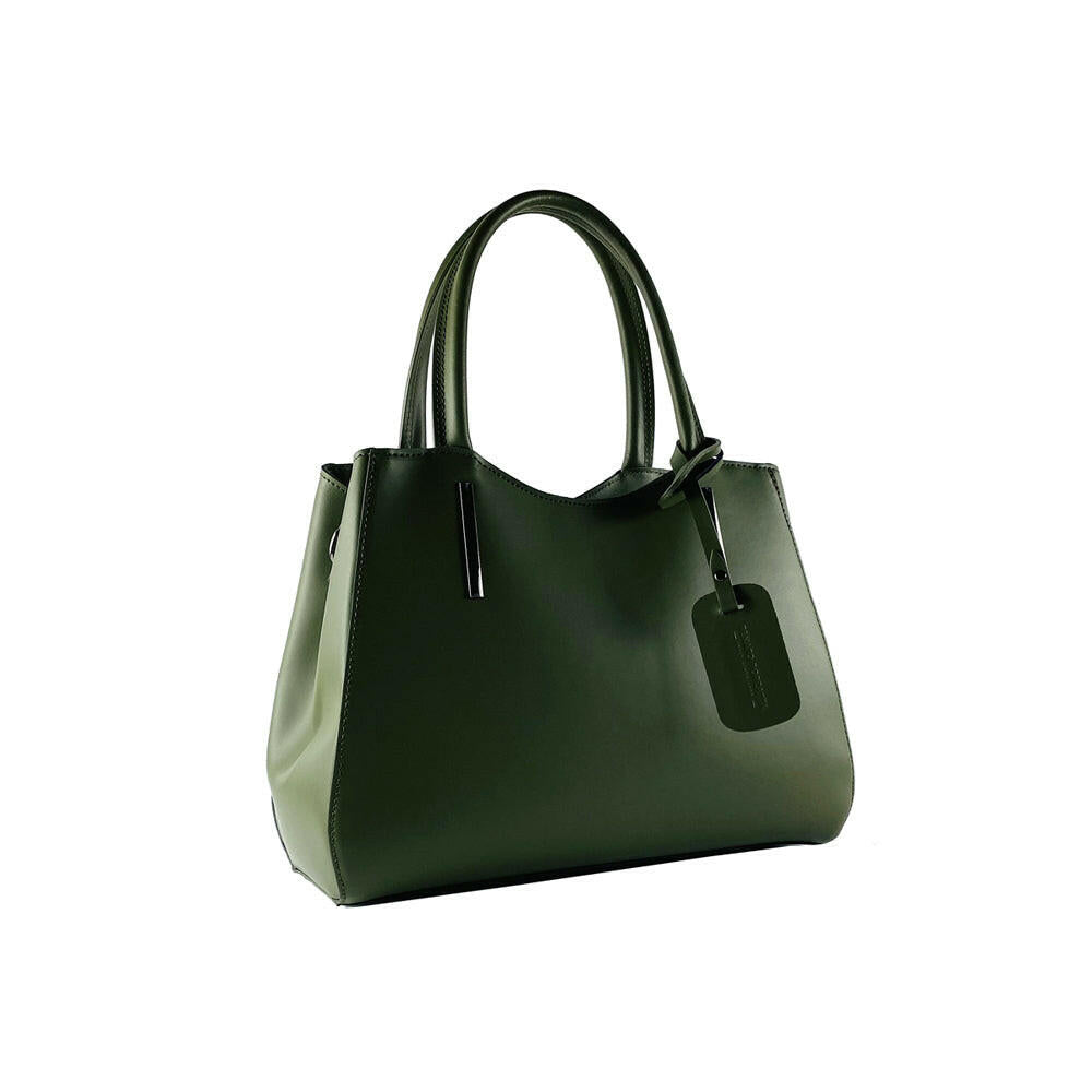 RB1004E | Handbag with removable shoulder strap and attachments with metal snap-hooks in Gunmetal - Green color-5