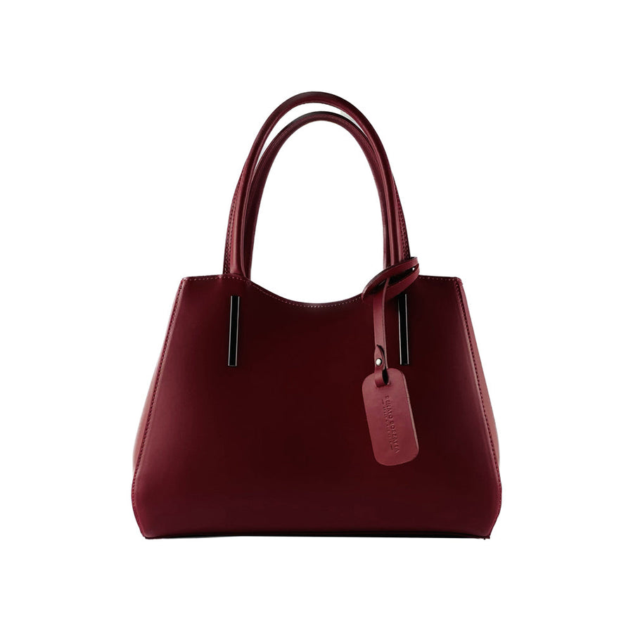 RB1004V | Handbag with removable shoulder strap and attachments with metal snap hooks in Gunmetal - Red color -0