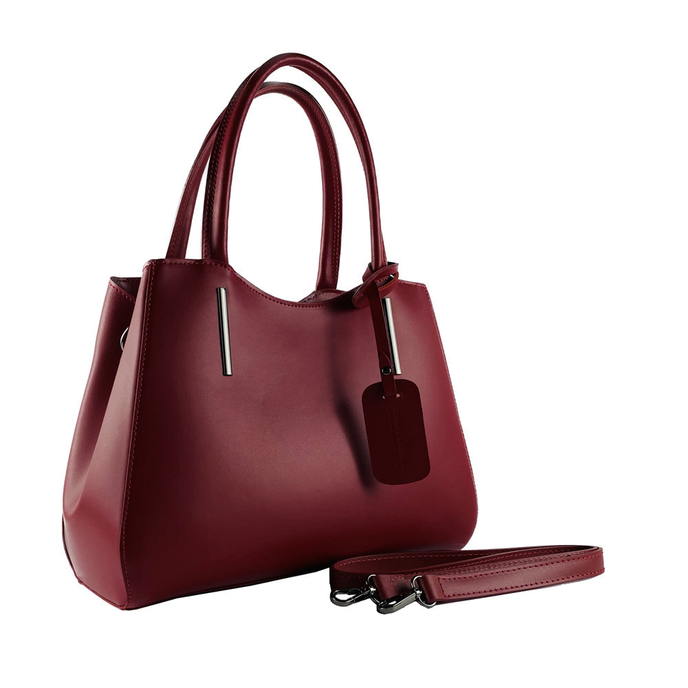 RB1004V | Handbag with removable shoulder strap and attachments with metal snap hooks in Gunmetal - Red color -2