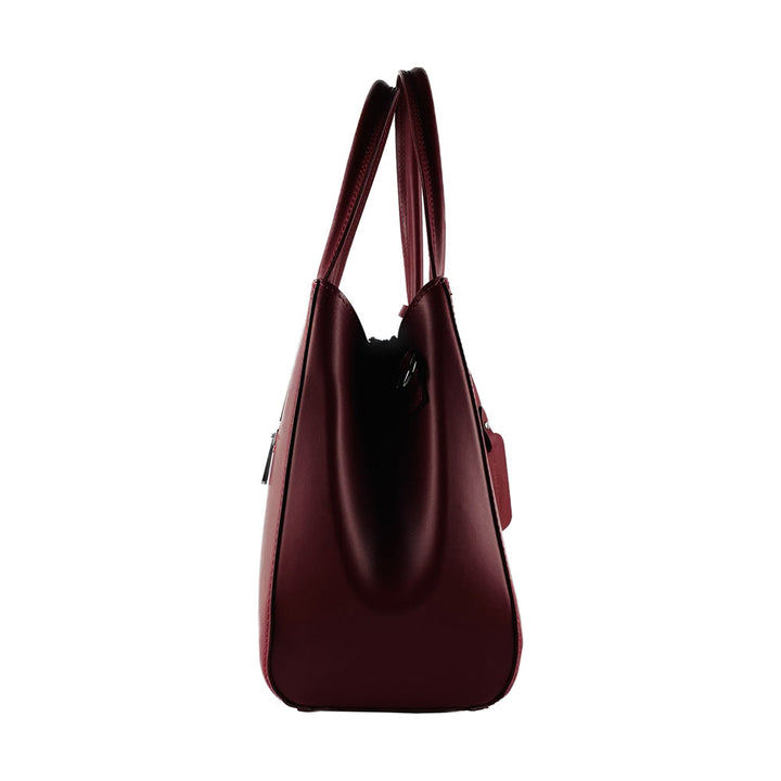 RB1004V | Handbag with removable shoulder strap and attachments with metal snap hooks in Gunmetal - Red color -4