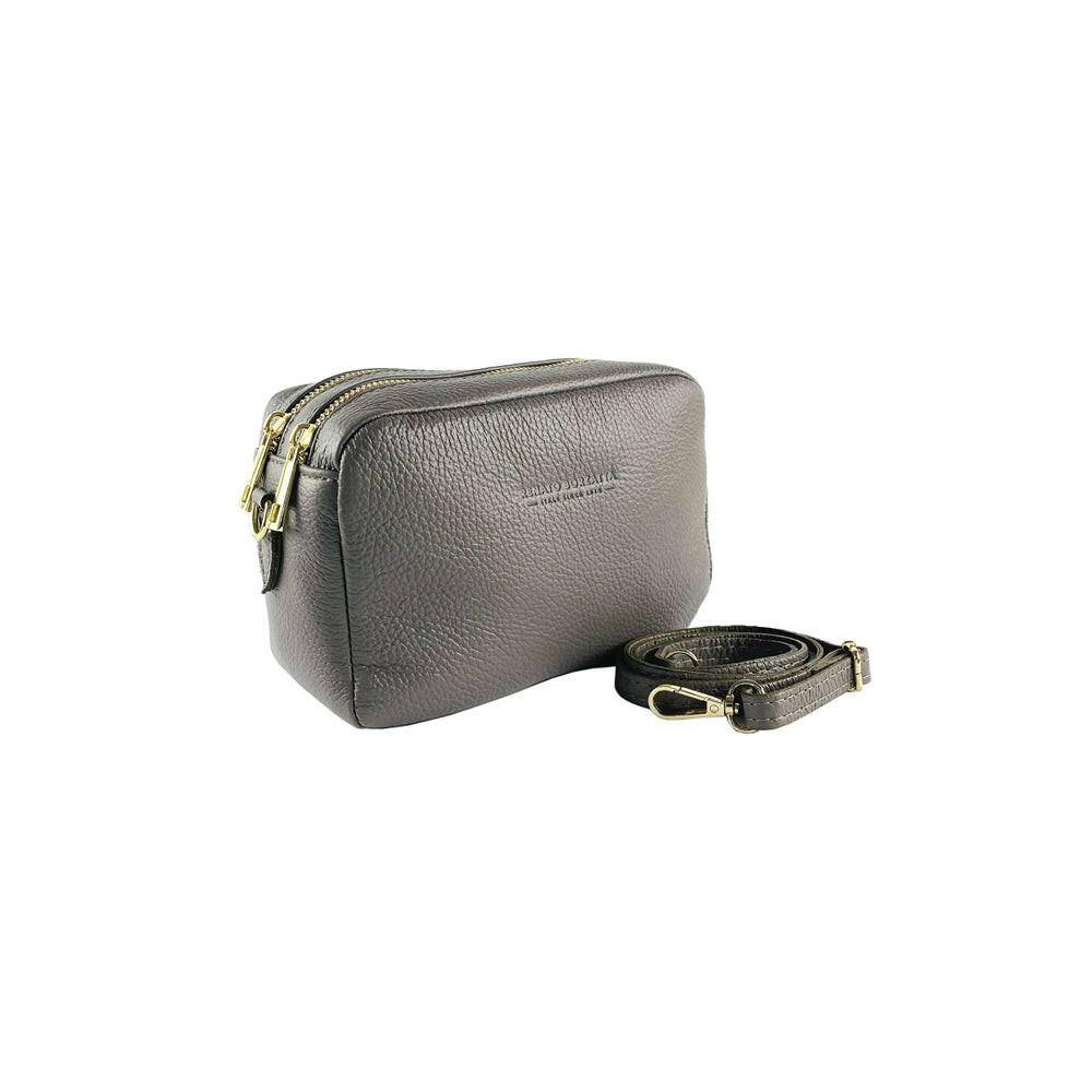 RB1008AQ | Women's shoulder bag with double zip in Genuine Leather