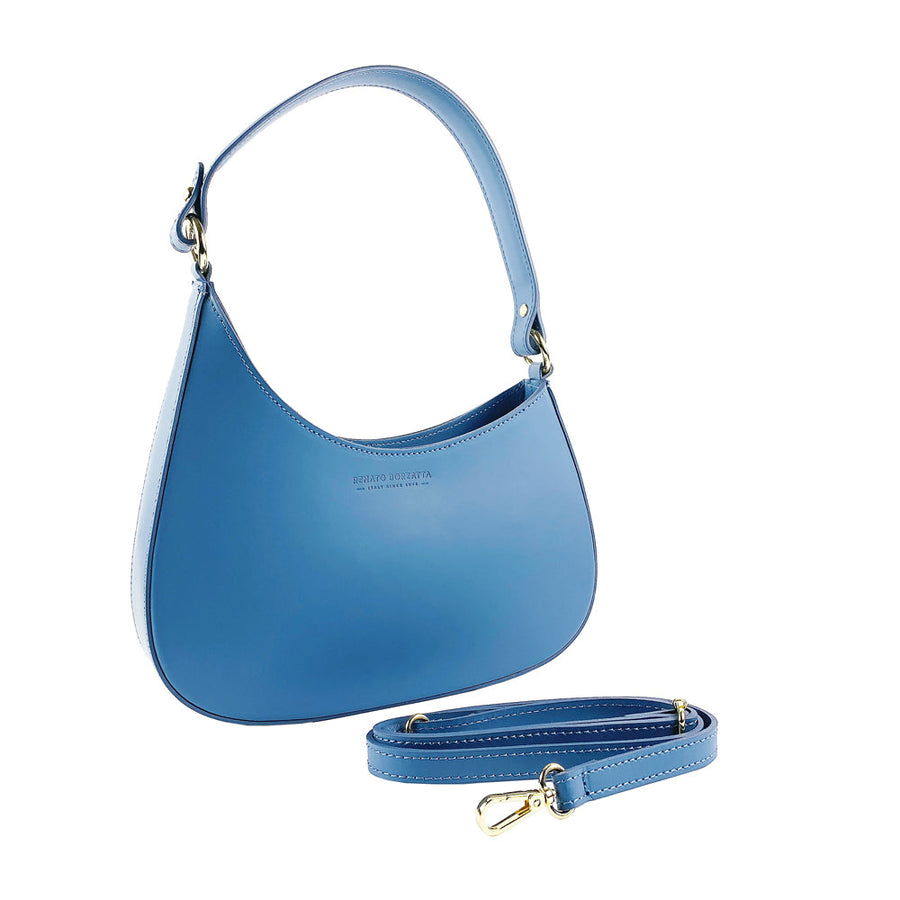 RB1013P | Women's shoulder bag and removable shoulder strap. Attachments with shiny gold metal snap hooks - Avio color-0