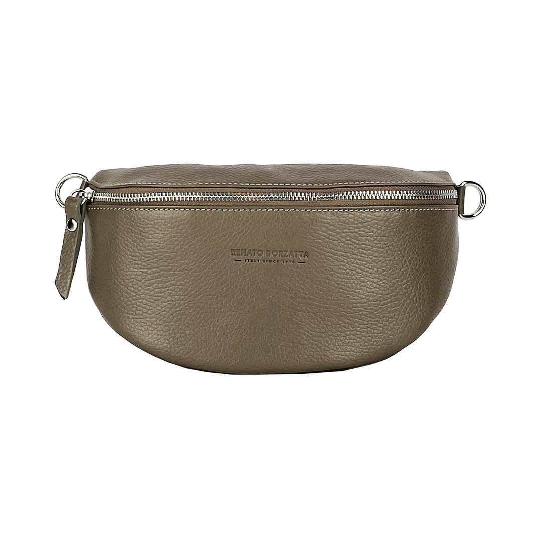 RB1015AQ | Waist bag with removable shoulder strap. Attachments with shiny nickel metal snap hooks - Taupe color -1