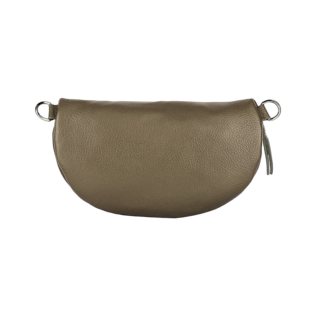 RB1015AQ | Waist bag with removable shoulder strap. Attachments with shiny nickel metal snap hooks - Taupe color -2