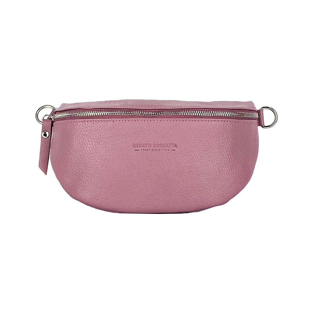 RB1015AZ | Waist bag with removable shoulder strap. Attachments with shiny nickel metal snap hooks - Antique pink color-1