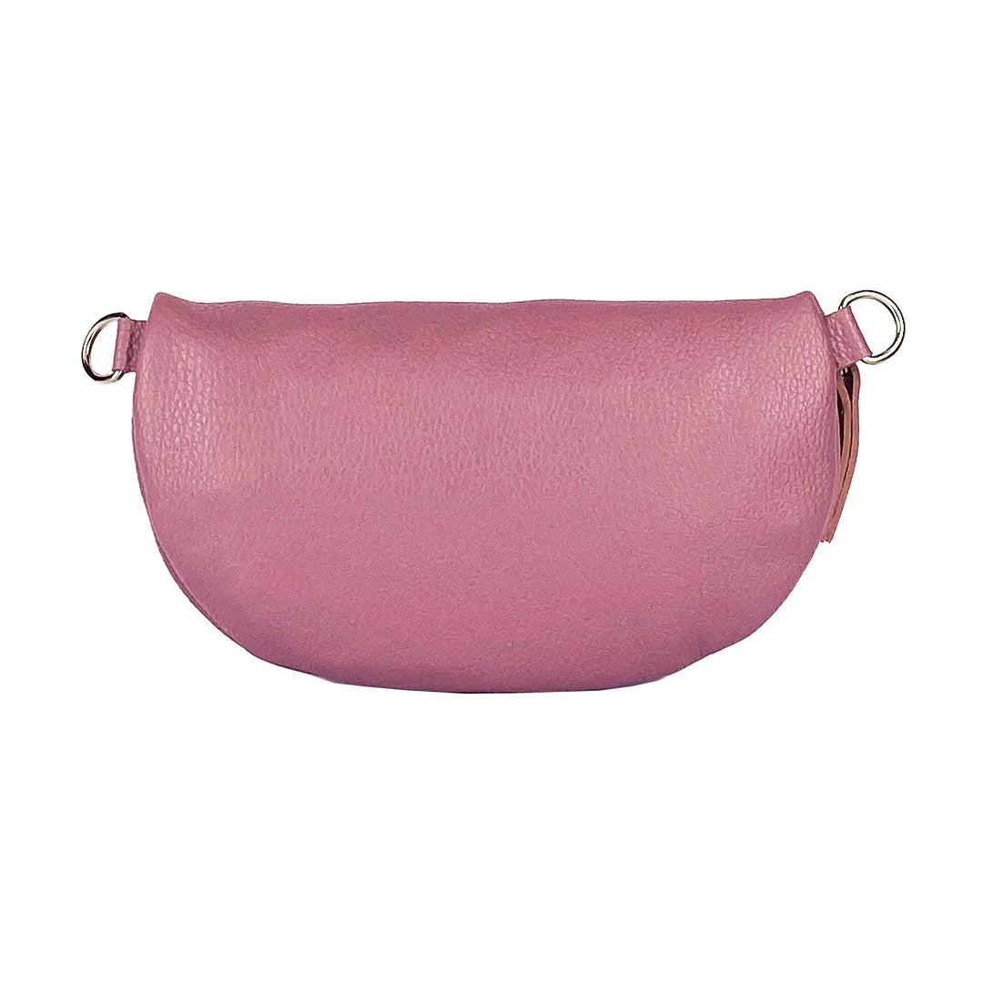 RB1015AZ | Waist bag with removable shoulder strap. Attachments with shiny nickel metal snap hooks - Antique pink color-2