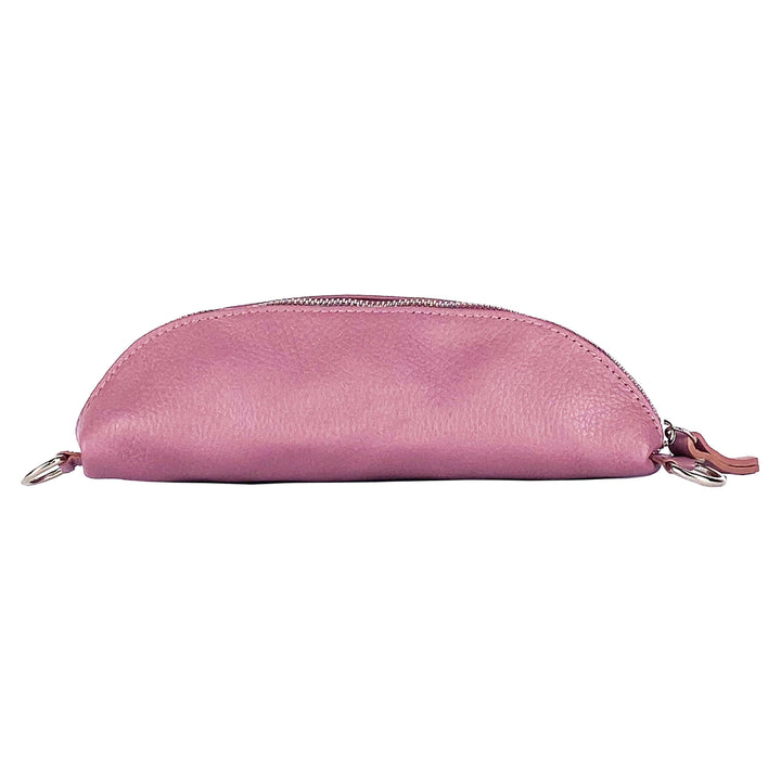 RB1015AZ | Waist bag with removable shoulder strap. Attachments with shiny nickel metal snap hooks - Antique pink color-3