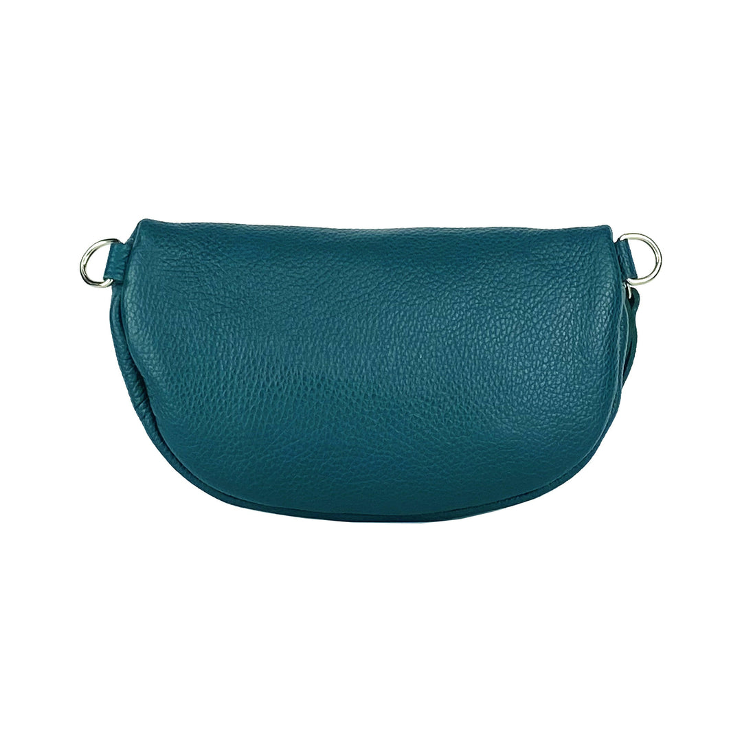 RB1015BZ | Waist bag with removable shoulder strap. Attachments with shiny nickel metal snap hooks - Teal color -2