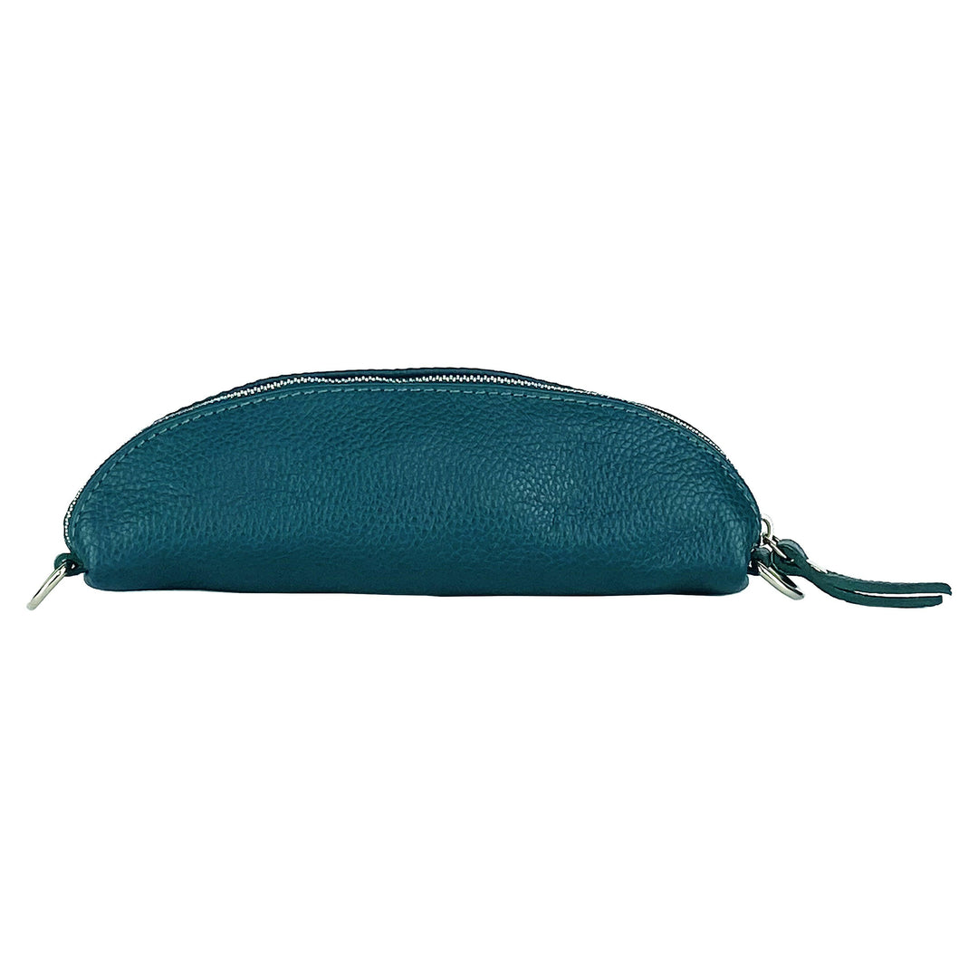 RB1015BZ | Waist bag with removable shoulder strap. Attachments with shiny nickel metal snap hooks - Teal color -3