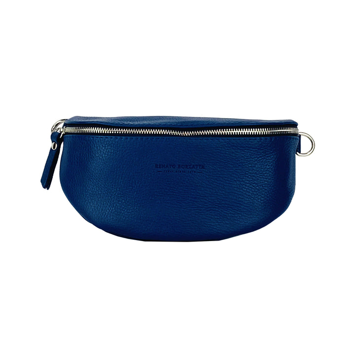 RB1015D | Waist bag with removable shoulder strap. Attachments with shiny nickel metal snap hooks - Blue color-1