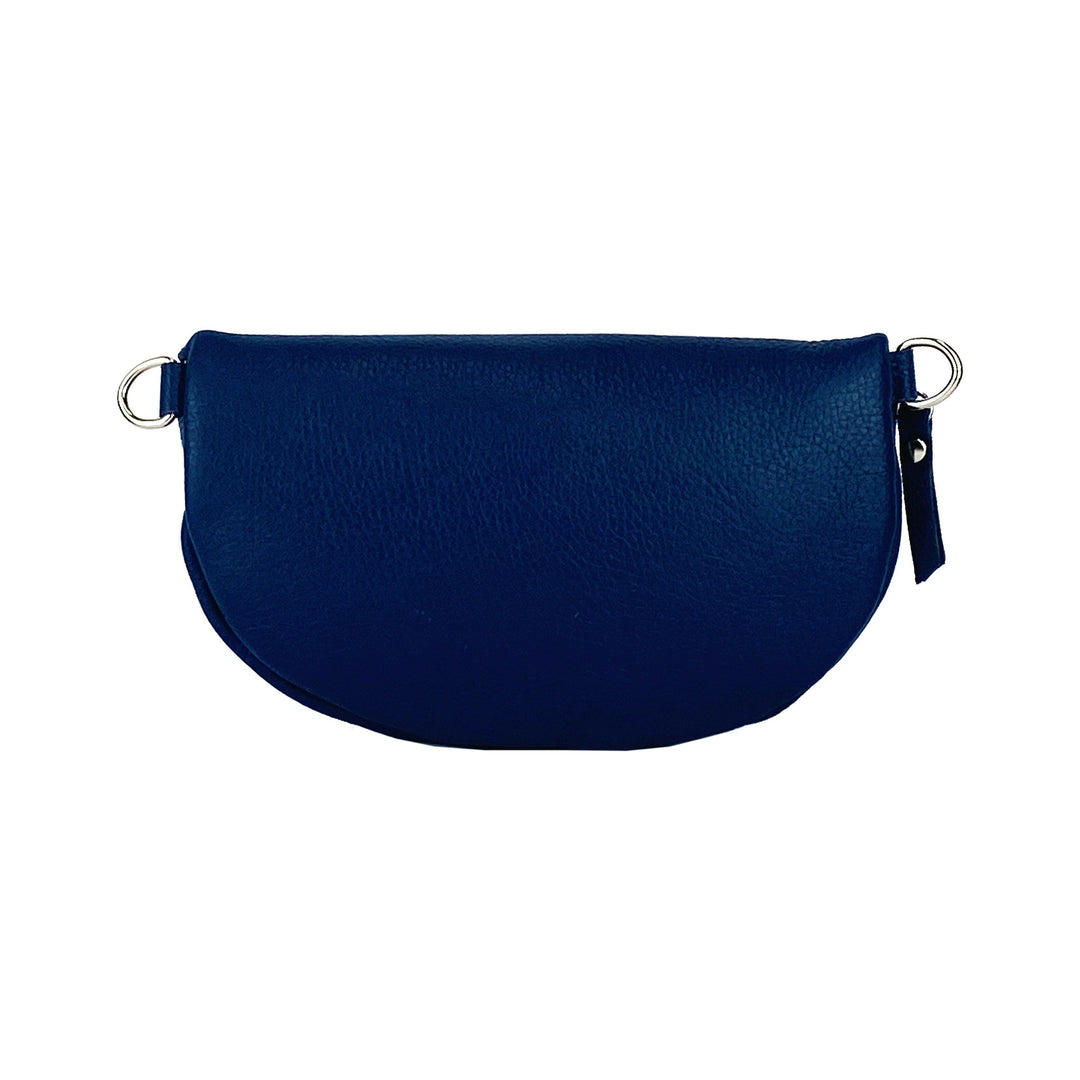RB1015D | Waist bag with removable shoulder strap. Attachments with shiny nickel metal snap hooks - Blue color-2