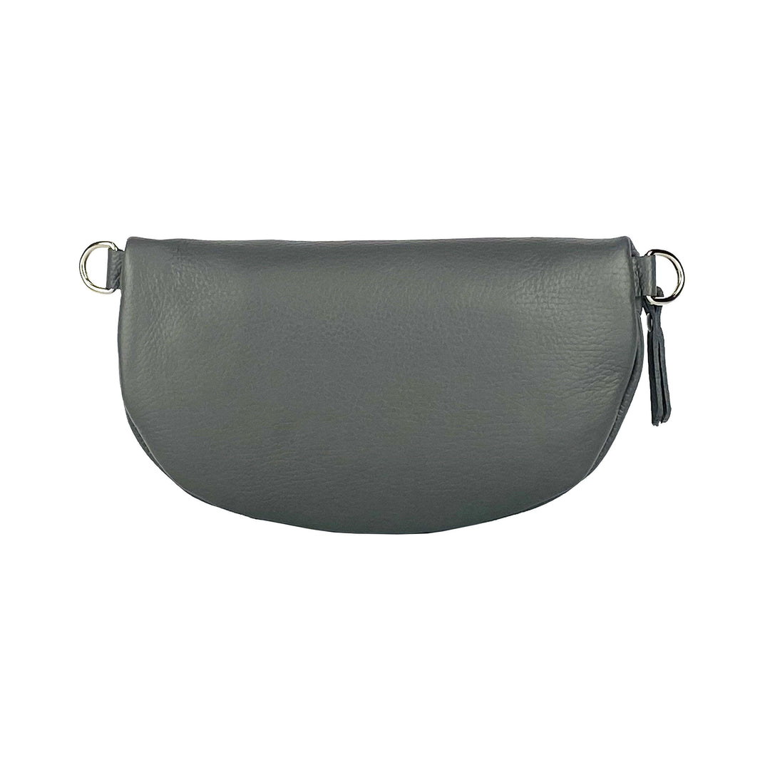 RB1015F | Waist bag with removable shoulder strap. Attachments with shiny nickel metal snap hooks - Gray color-2