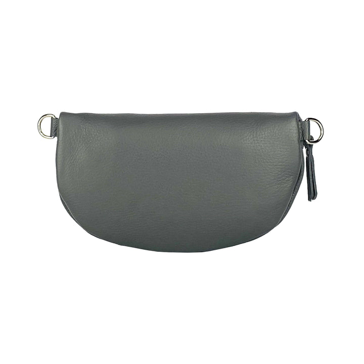 RB1015F | Waist bag with removable shoulder strap. Attachments with shiny nickel metal snap hooks - Gray color