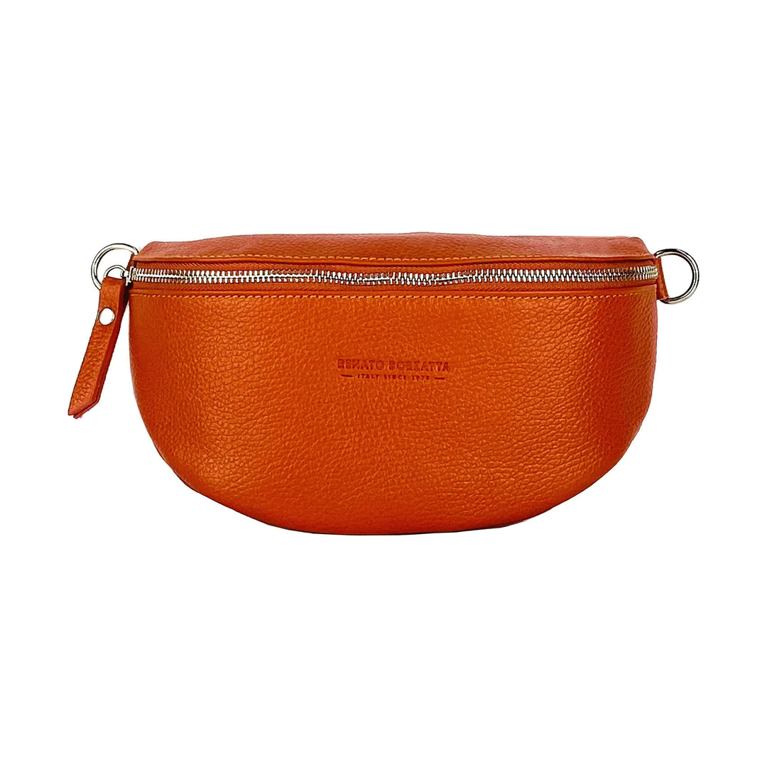 RB1015L | Waist bag with removable shoulder strap Attachments with shiny nickel metal snap hooks - Orange color