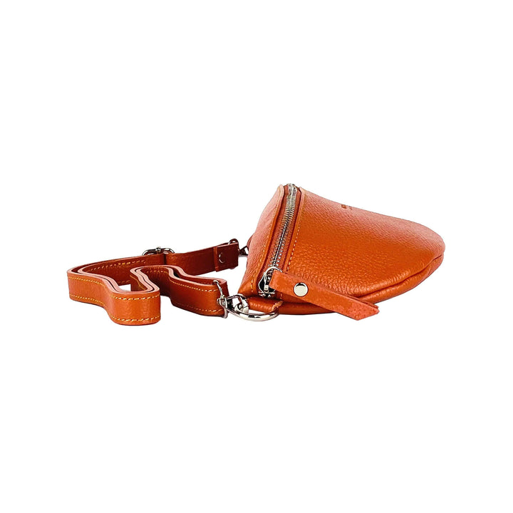 RB1015L | Waist bag with removable shoulder strap Attachments with shiny nickel metal snap hooks - Orange color