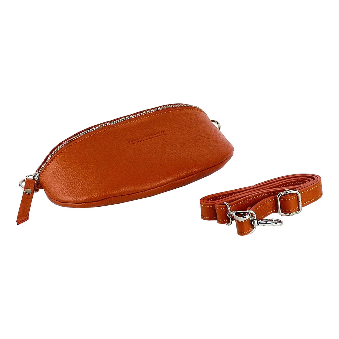 RB1015L | Waist bag with removable shoulder strap Attachments with shiny nickel metal snap hooks - Orange color