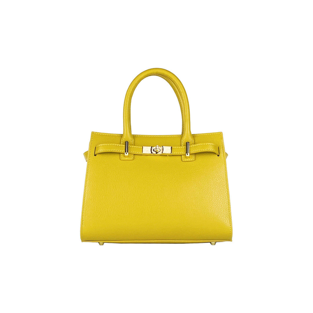 RB1016AR | Women's handbag removable shoulder strap. Attachments with shiny gold metal snap hooks - Mustard color-2