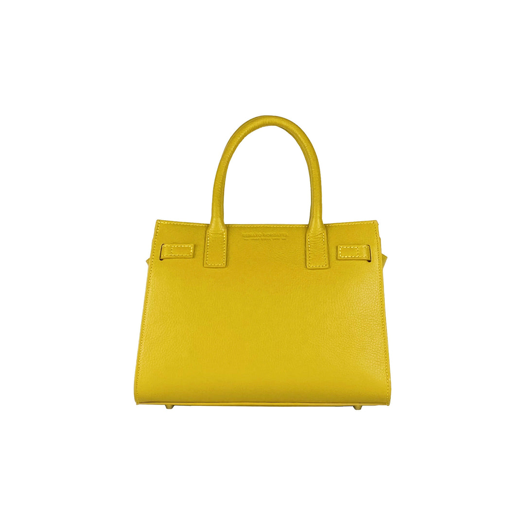 RB1016AR | Women's handbag removable shoulder strap. Attachments with shiny gold metal snap hooks - Mustard color-3