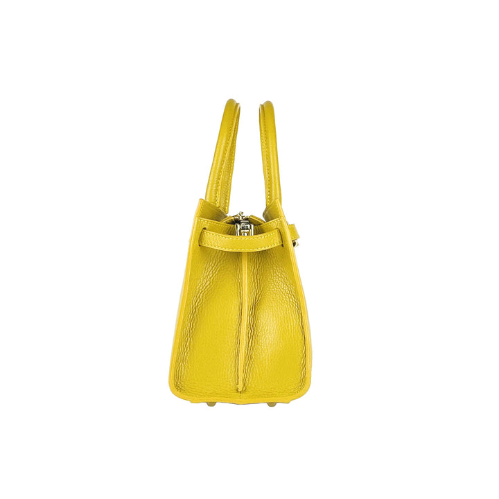 RB1016AR | Women's handbag removable shoulder strap. Attachments with shiny gold metal snap hooks - Mustard color-4