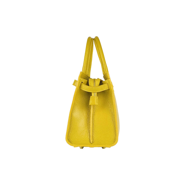 RB1016AR | Women's handbag removable shoulder strap. Attachments with shiny gold metal snap hooks - Mustard color-5