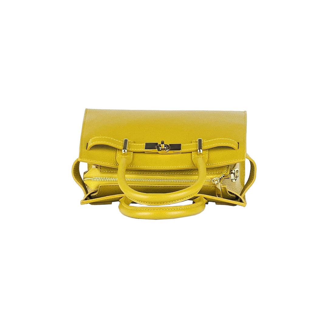 RB1016AR | Women's handbag removable shoulder strap. Attachments with shiny gold metal snap hooks - Mustard color-6