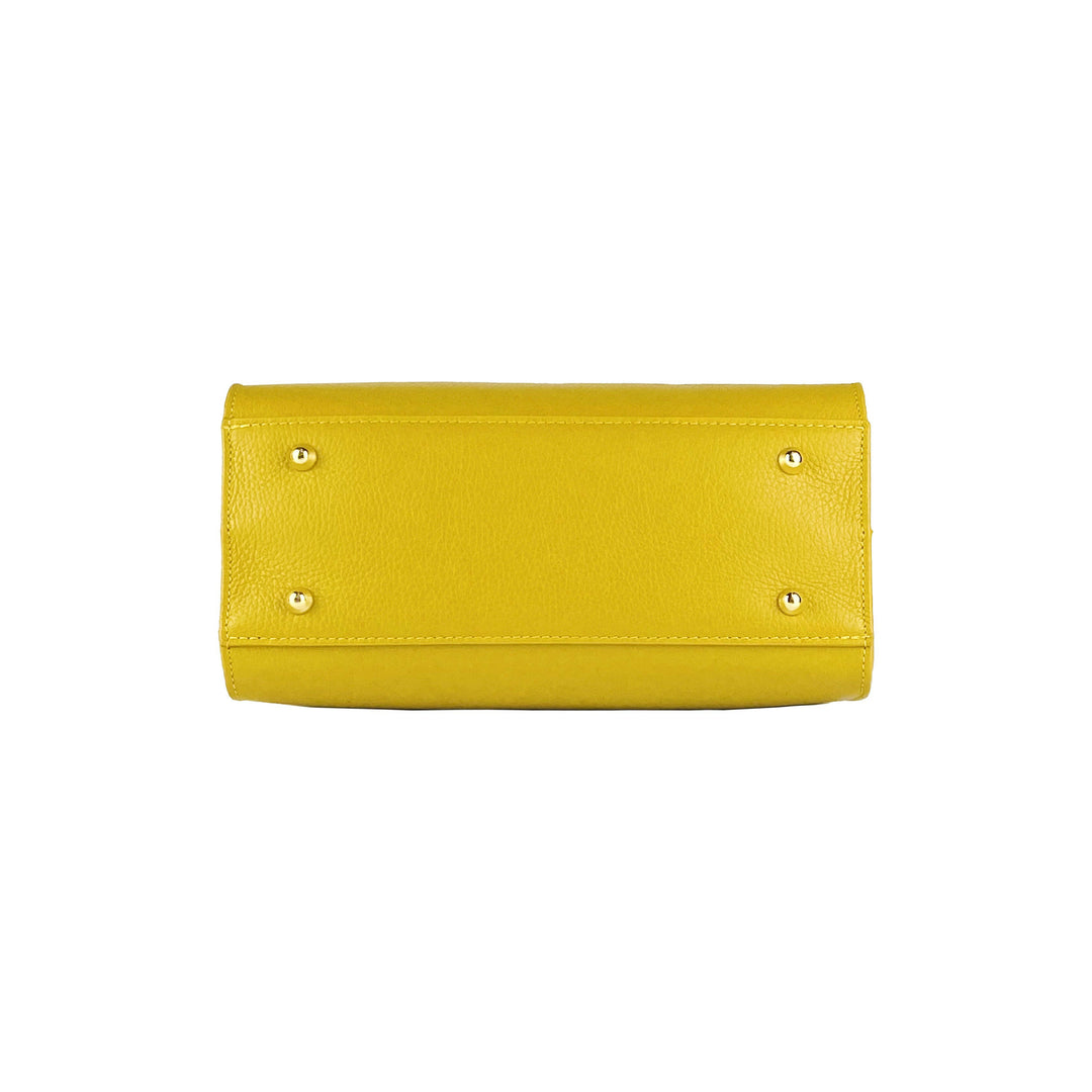 RB1016AR | Women's handbag removable shoulder strap. Attachments with shiny gold metal snap hooks - Mustard color-7