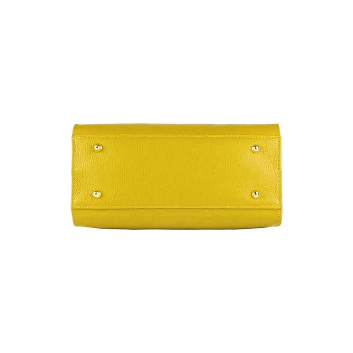 RB1016AR | Women's handbag removable shoulder strap. Attachments with shiny gold metal snap hooks - Mustard color-7