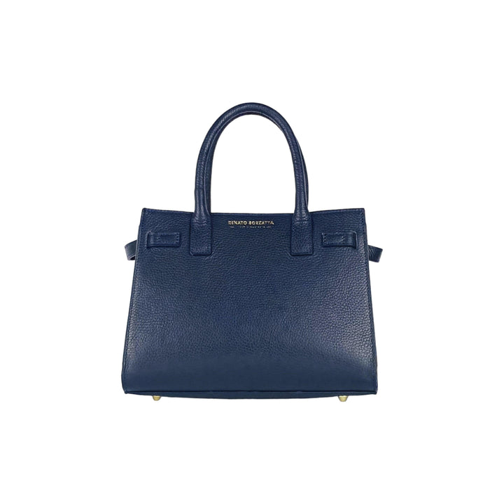 RB1016D | Women's handbag with removable shoulder strap. Attachments with shiny gold metal snap hooks - Blue color -3