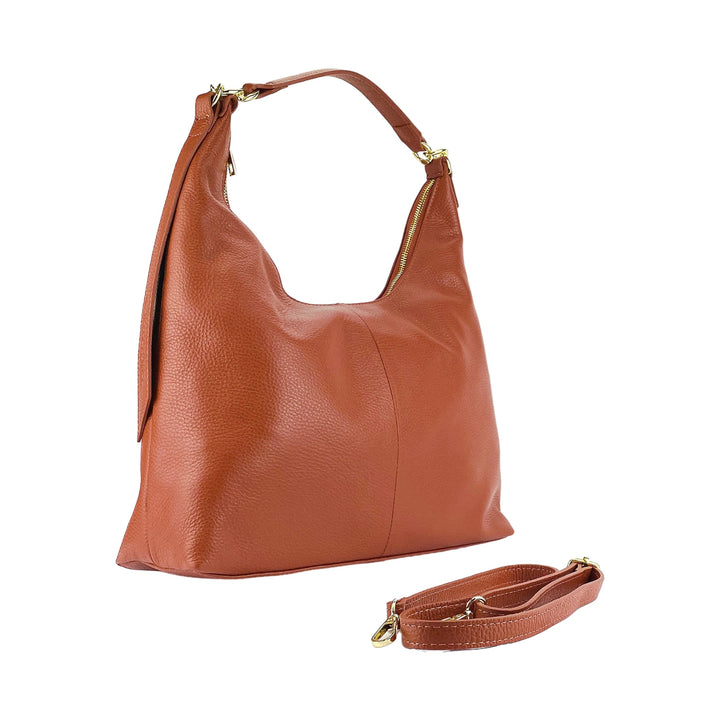 RB1017AM | Soft women's shoulder bag with single handle and removable shoulder strap - Paprika color-0