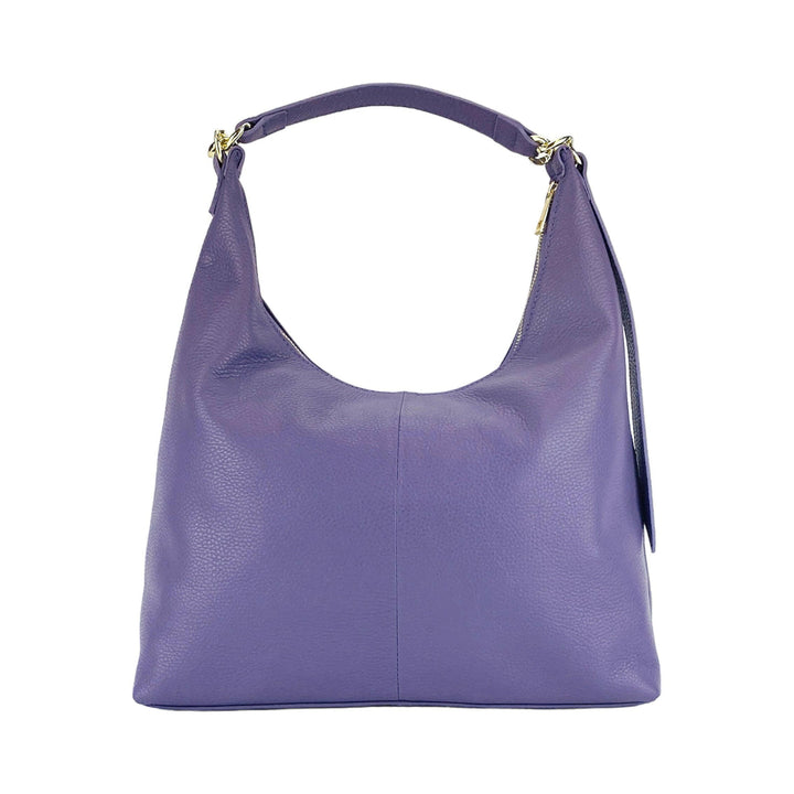 RB1017Y | Soft women's shoulder bag with removable shoulder strap. Attachments with shiny gold metal snap hooks - Purple color -2