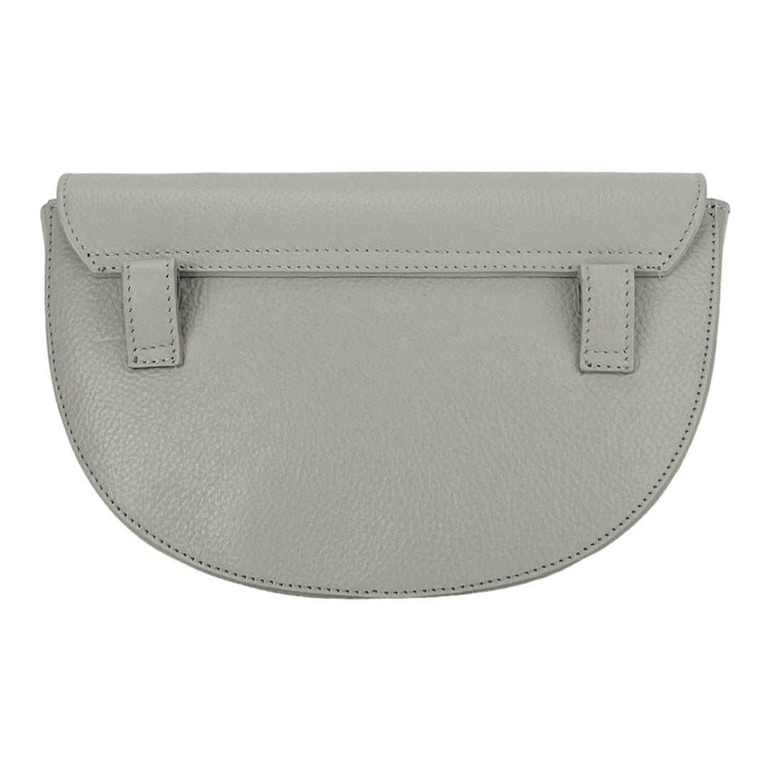 RB1027BO | Women's rounded crossbody bag in genuine leather Made in Italy. Removable and adjustable leather shoulder strap. Polished Nickel Accessories - Ice Color - Dimensions: 25 x 15 x 9 cm-5