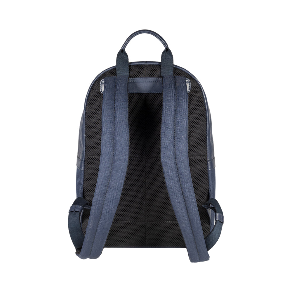 RB2001D | Nylon/Genuine Leather Netbook/Tablet Backpack, with light grain. Zip closure and adjustable shoulder straps - Color Blue - Dimensions: cm 27 x 38 x 14. Packaging: Non-woven fabric bag-3