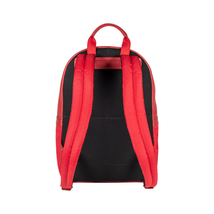 RB2001V | Nylon/Genuine Leather Netbook/Tablet Backpack, with light grain. Zip closure and adjustable shoulder straps - Red color - Dimensions: cm 27 x 38 x 14. Packaging: Non-woven fabric bag-3