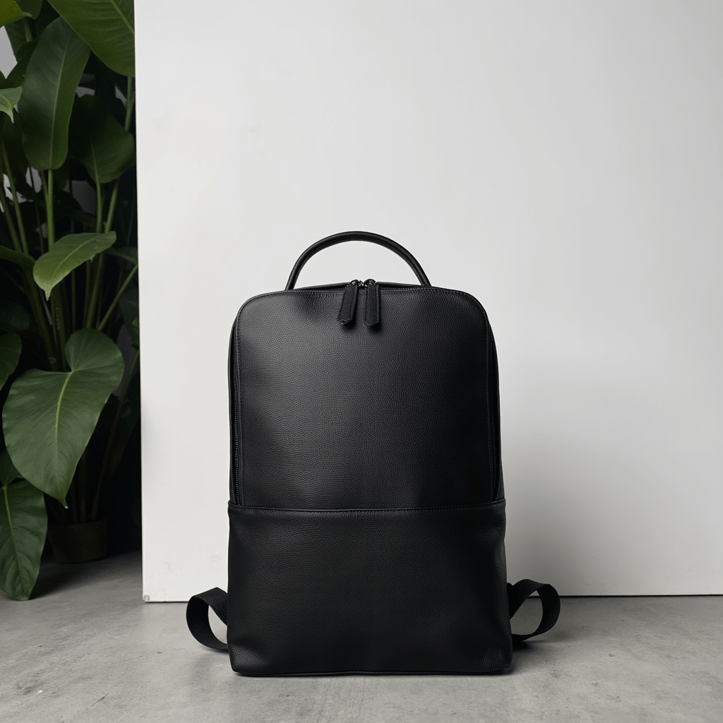 Skald Black Pebbled Leather Backpack | Slim Black Leather Backpack-Shangri-La Fashion