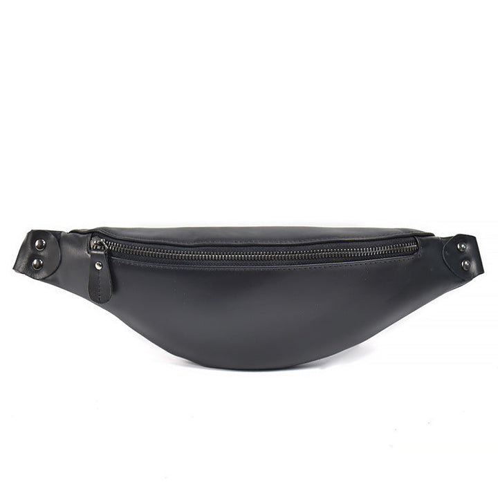 Sigrid Smooth Black Leather Waist Bag | Smooth Black Leather Fanny Pack-1