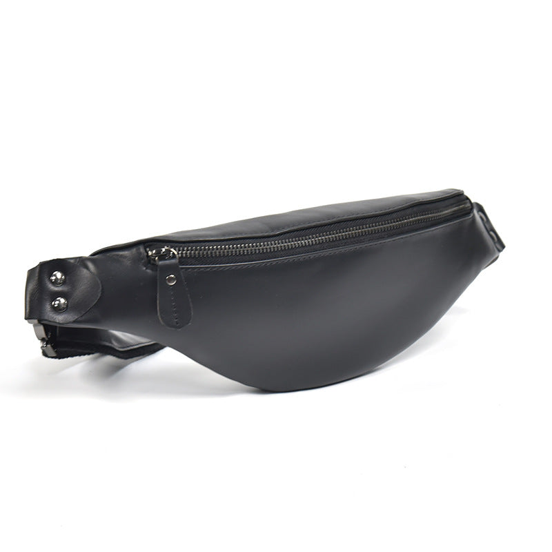 Sigrid Smooth Black Leather Waist Bag | Smooth Black Leather Fanny Pack-0