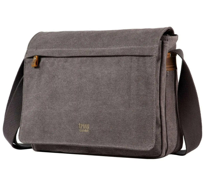 TRP0240 Troop London Classic Canvas Laptop Messenger Bag - 16.5 Diagonally - Shangri-La Fashion