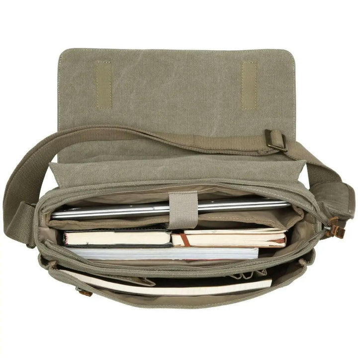 TRP0240 Troop London Classic Canvas Laptop Messenger Bag - 16.5 Diagonally - Shangri-La Fashion