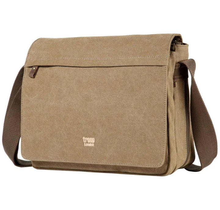 TRP0240 Troop London Classic Canvas Laptop Messenger Bag - 16.5 Diagonally - Shangri-La Fashion