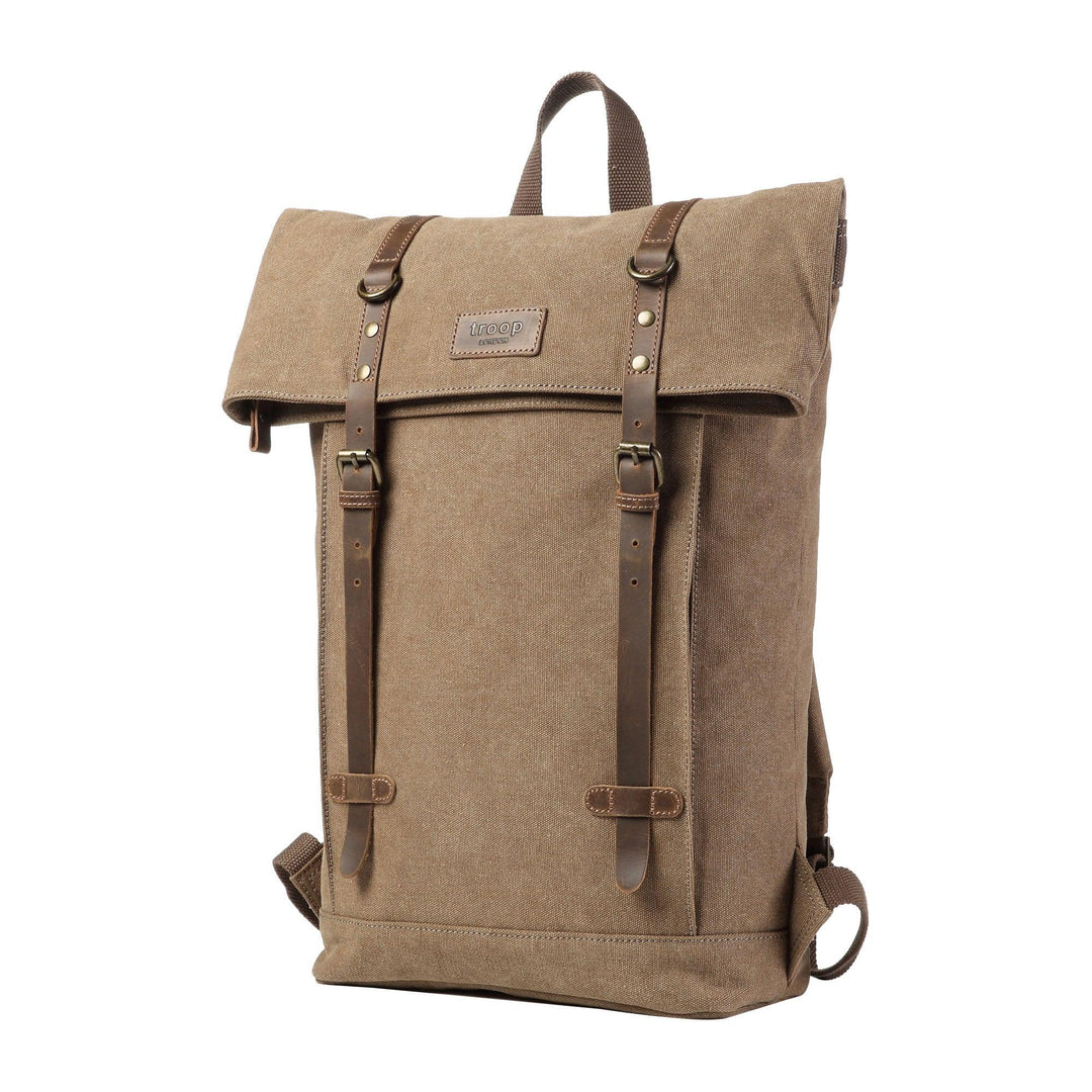 TRP0425 Troop London Heritage Canvas 15" Laptop Backpack, Smart Casual Daypack with Foldable Top