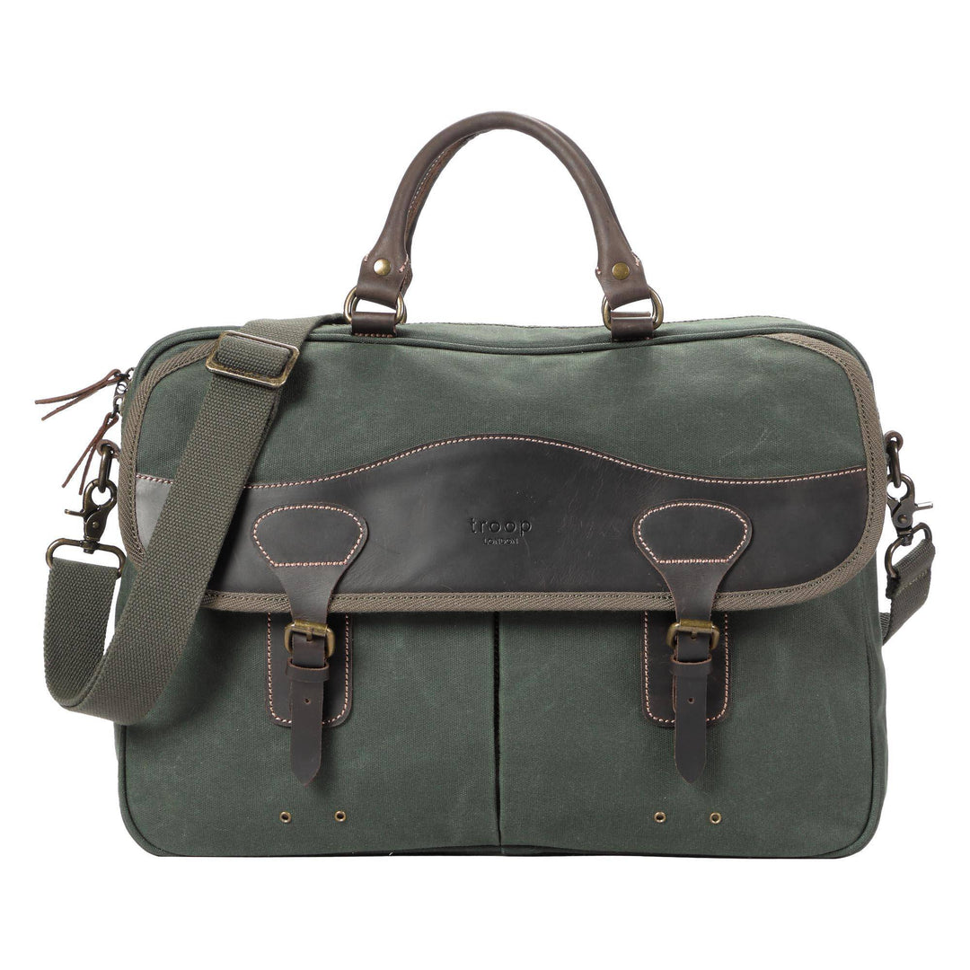 TRP0545 Troop London Heritage Canvas Messenger Bag, Shoulder Bag, 15” Laptop Bag, Laptop Briefcase, Messenger Bag with Top Carry Handle-Shangri-La Fashion