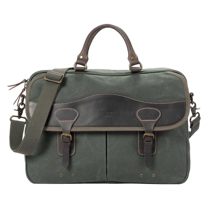 TRP0545 Troop London Heritage Canvas Messenger Bag, Shoulder Bag, 15” Laptop Bag, Laptop Briefcase, Messenger Bag with Top Carry Handle