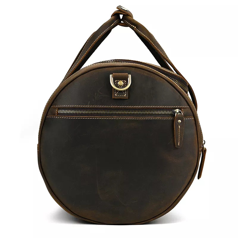 The Wainwright Weekender | Round  Vintage Leather Weekender-20