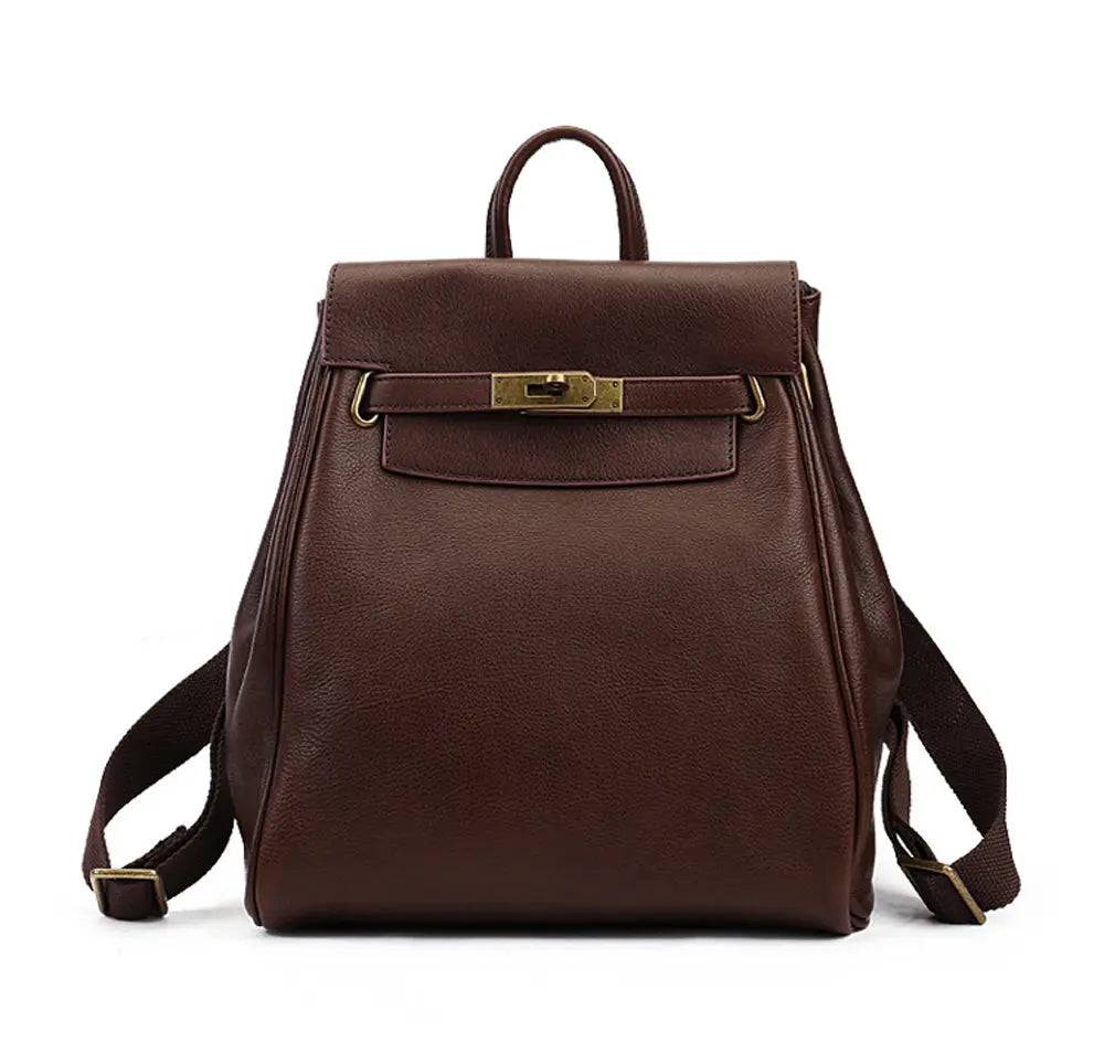 Women's Leather Padlock Backpack-Shangri-La Fashion