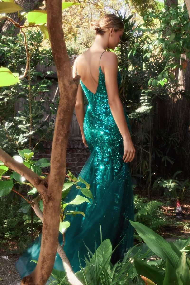 Fitted Mermaid Sequin Embellished Beaded Lace Applique Long Prom & Bridesmaid Dress CDA1118-3