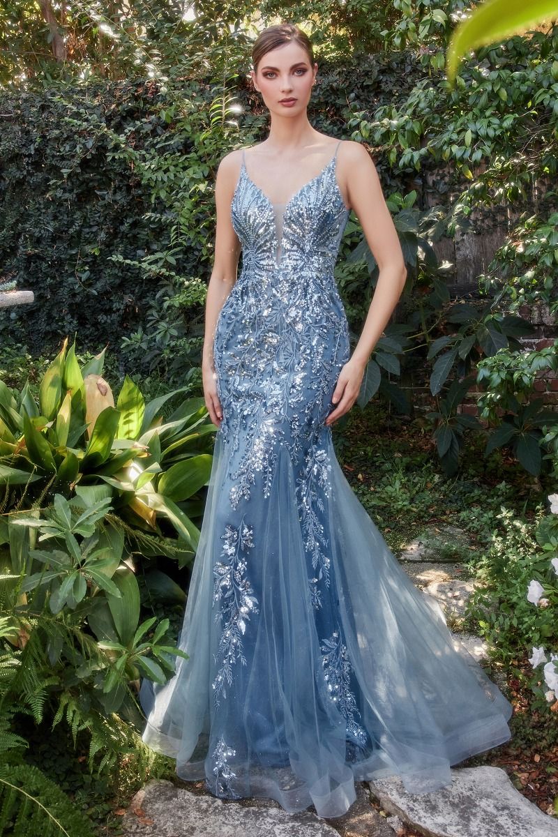 Fitted Mermaid Sequin Embellished Beaded Lace Applique Long Prom & Bridesmaid Dress CDA1118-0